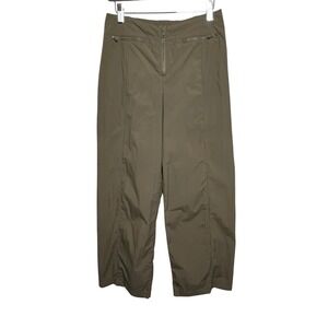 STAUD Olive Green Wide Leg Cargo Pants Zip Pockets Recycled Nylon Size S